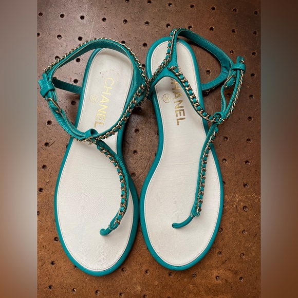 Tiffany blue Chanel sandals 38 - Picture 1 of 8